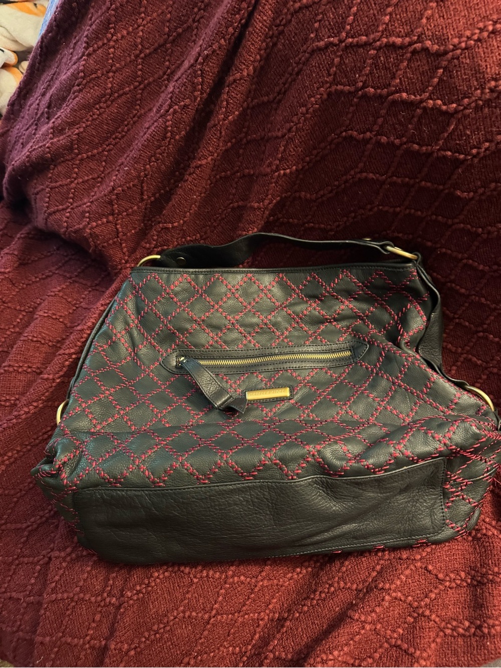 Rare Isabella Fiore Leather Shoulder Hobo Bag with Multicolor Floral Embroidery - Picture 4 of 12